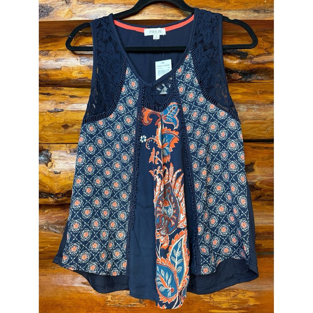 Taylor and Sage Sleeveless Paisley Print Blouse Size Medium‎